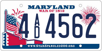 MD license plate 4AD4562