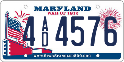 MD license plate 4AD4576