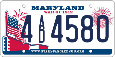 MD license plate 4AD4580