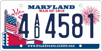 MD license plate 4AD4581