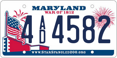 MD license plate 4AD4582