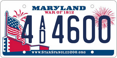 MD license plate 4AD4600