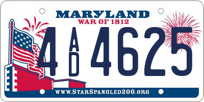 MD license plate 4AD4625