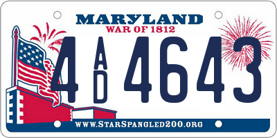 MD license plate 4AD4643
