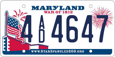 MD license plate 4AD4647