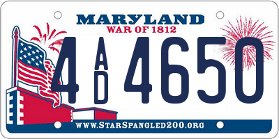 MD license plate 4AD4650