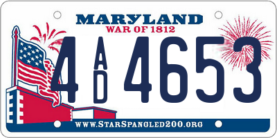 MD license plate 4AD4653