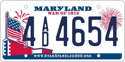 MD license plate 4AD4654