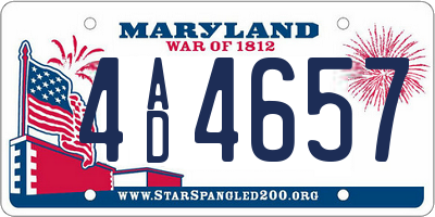 MD license plate 4AD4657