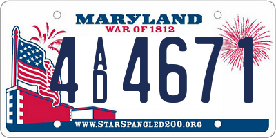 MD license plate 4AD4671