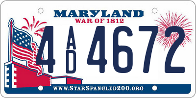 MD license plate 4AD4672