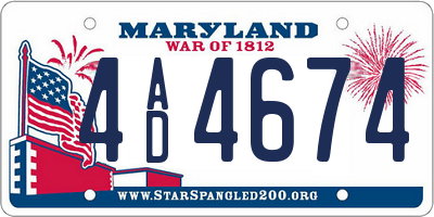 MD license plate 4AD4674