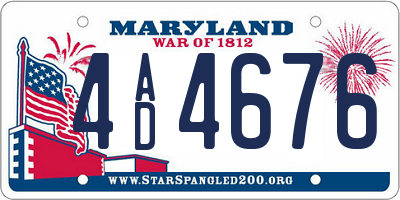 MD license plate 4AD4676
