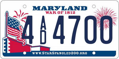 MD license plate 4AD4700