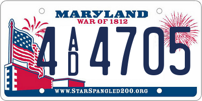 MD license plate 4AD4705