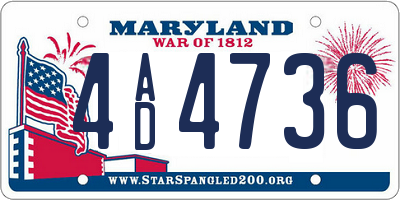 MD license plate 4AD4736