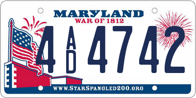MD license plate 4AD4742