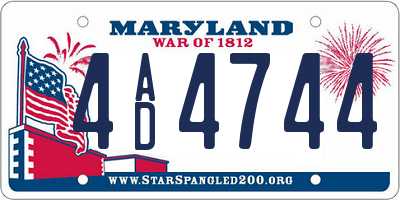 MD license plate 4AD4744