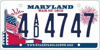 MD license plate 4AD4747