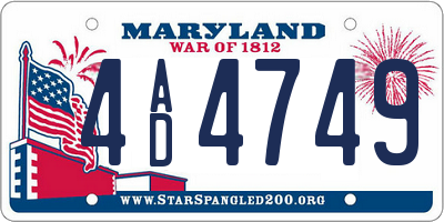 MD license plate 4AD4749
