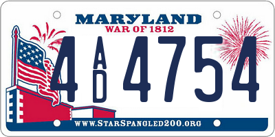MD license plate 4AD4754