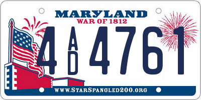 MD license plate 4AD4761