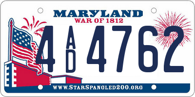 MD license plate 4AD4762