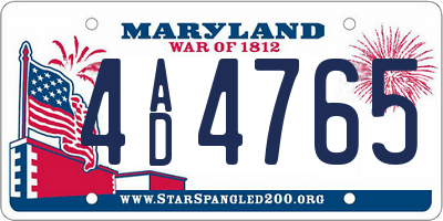 MD license plate 4AD4765