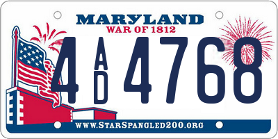 MD license plate 4AD4768