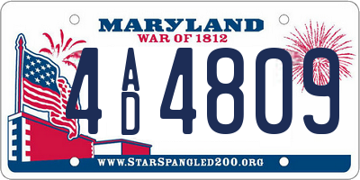 MD license plate 4AD4809