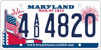 MD license plate 4AD4820