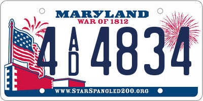 MD license plate 4AD4834