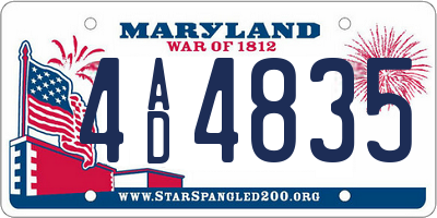 MD license plate 4AD4835