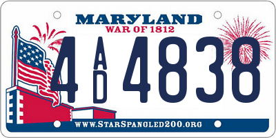 MD license plate 4AD4838