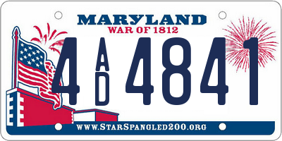 MD license plate 4AD4841