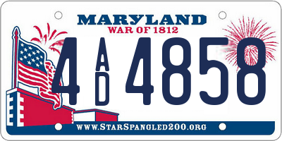 MD license plate 4AD4858