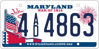 MD license plate 4AD4863