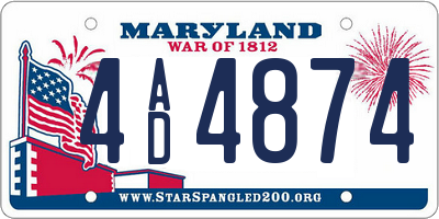 MD license plate 4AD4874
