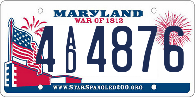 MD license plate 4AD4876