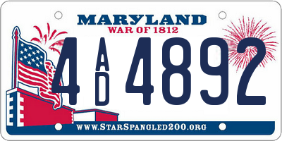 MD license plate 4AD4892