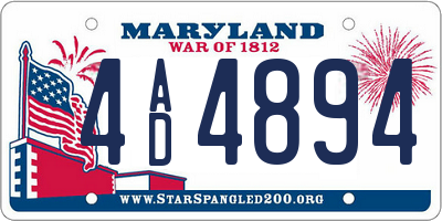 MD license plate 4AD4894
