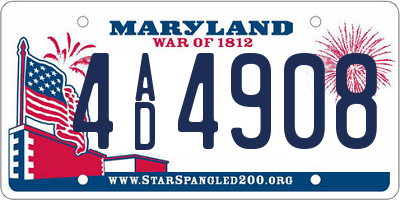 MD license plate 4AD4908