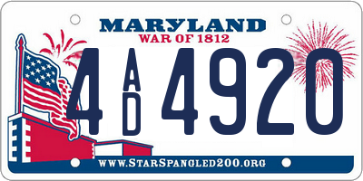 MD license plate 4AD4920