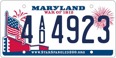MD license plate 4AD4923