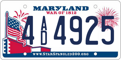 MD license plate 4AD4925