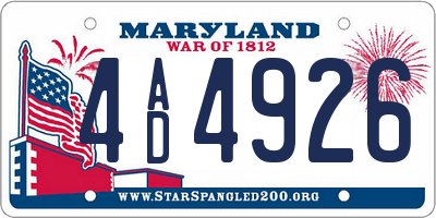 MD license plate 4AD4926