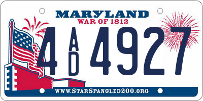 MD license plate 4AD4927