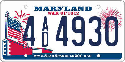 MD license plate 4AD4930