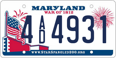 MD license plate 4AD4931