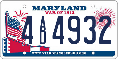 MD license plate 4AD4932